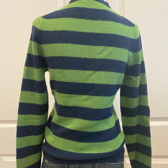 J. CREW Green & Navy V-neck Sweater - Picture 3 of 9